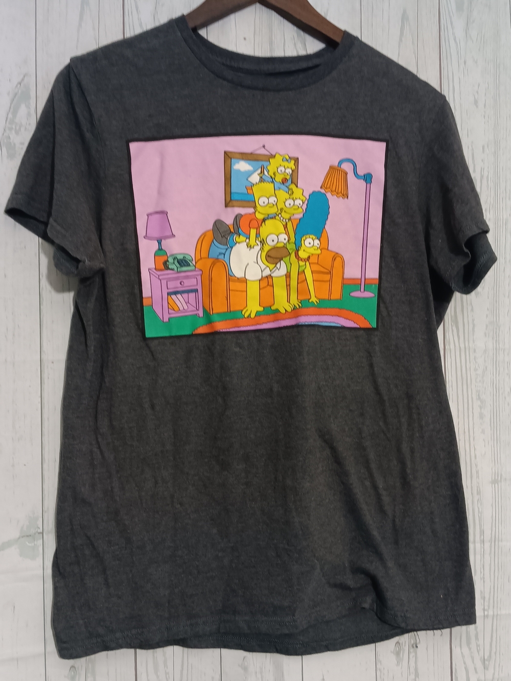 The Simpsons Family Graphic Tee - Charcoal Gray Sz M